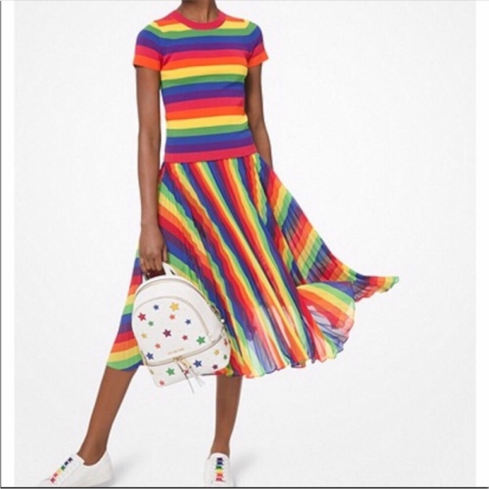 Michael Kors rainbow pleated skirt small 2